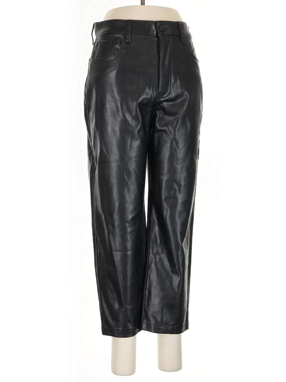 Abercrombie NWT Ankle Straight Ultra High Rise Vegan Leather Pants Black 29